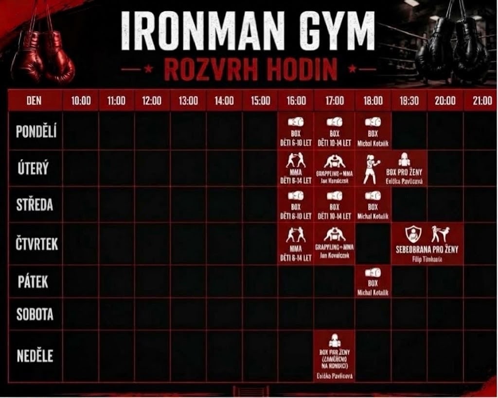 Rozvrh tréninků IRONMAN GYM Kolín
